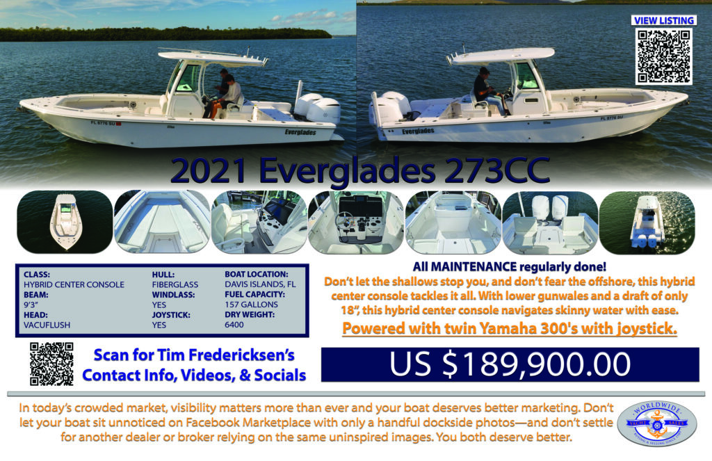 2021 Everglades 273CC for sale Boat Display Board